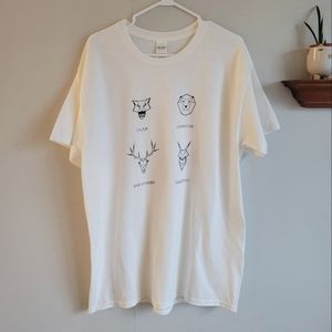 GoT Game of Thrones White Black Graphic Short Sleeve Cotton T-shirt Large